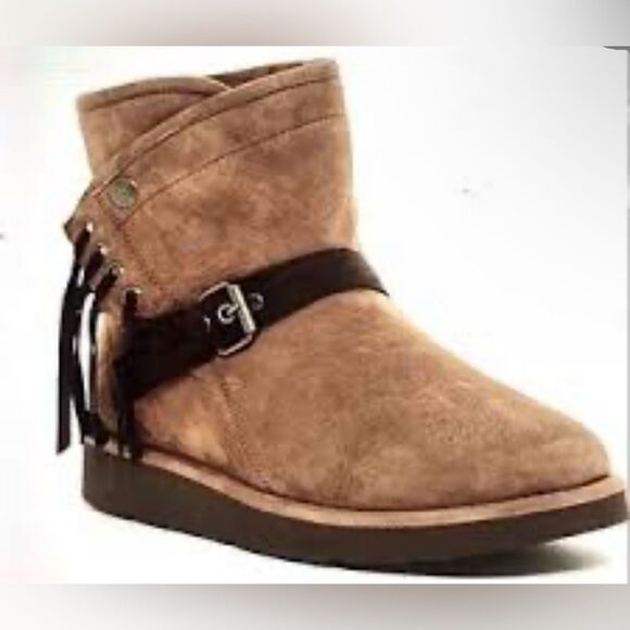 UGG Karisa tassel 1009251 luxe collection brown suede boots with fringe size 7 - Picture 5 of 16